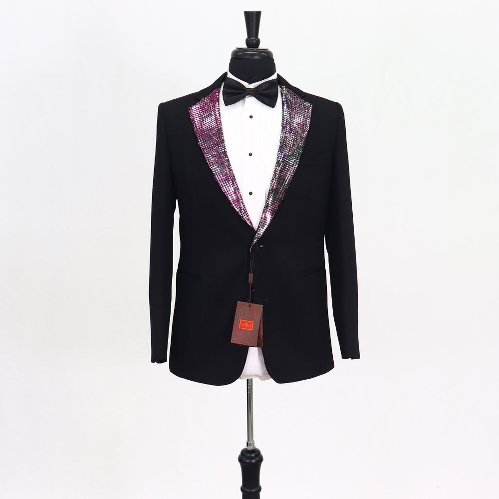 ETRO 40S Black Blazer Sport Coat Jacket 2-Button Solid Y897 - Picture 1 of 11